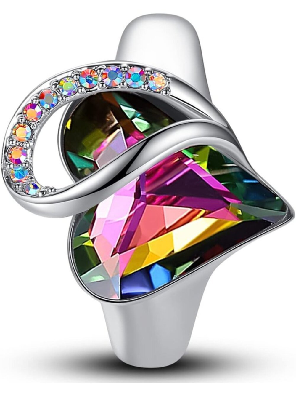 Adjustable Infinity Love Heart Ring with Birthstone Crystals - Perfect Jewelry
